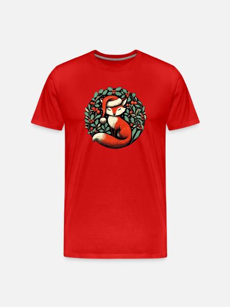 Rotfuchs Weihnachten - Männer Premium Bio T-Shirt - Rot