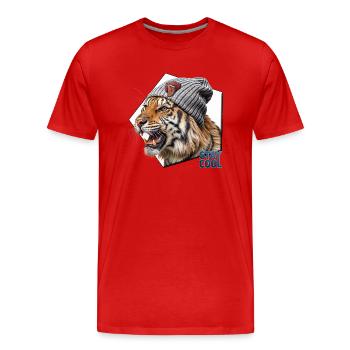 Chilled Out Stripes - Men's Premium Organic T-Shirt - red - Front - Damien (186cm)