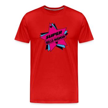 SUPER SCHÖNE MAMA - Männer Premium Bio T-Shirt - Rot - Vorne - Damien (186cm)