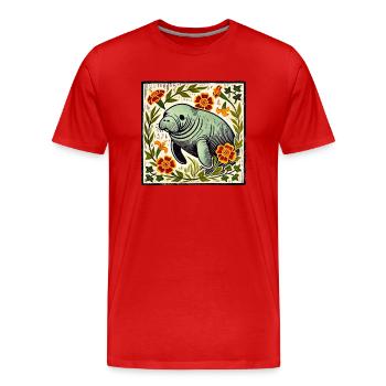 Lamantin - T-shirt bio Premium Homme - rouge - Devant - Damien (186cm)