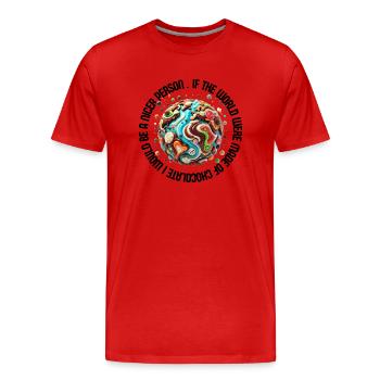 SchokoladenPlanet - Männer Premium Bio T-Shirt - Rot - Vorne - Damien (186cm)