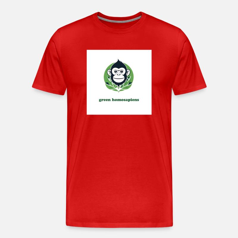 Der grüne Affe - Männer Premium Bio T-Shirt - Rot