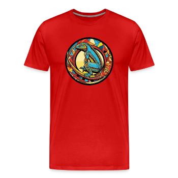 Lizard Comic - Men's Premium Organic T-Shirt - red - Front - Damien (186cm)