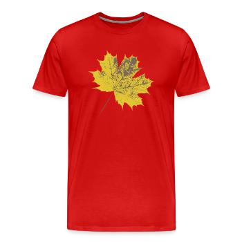 Gelbes Ahornblatt - Männer Premium Bio T-Shirt - Rot - Vorne - Damien (186cm)
