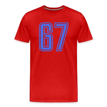 67 - Männer Premium Bio T-Shirt - Rot - Vorne - Damien (186cm)