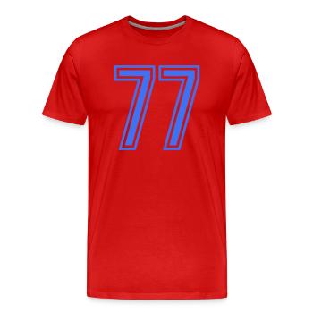 77 - Männer Premium Bio T-Shirt - Rot - Vorne - Damien (186cm)