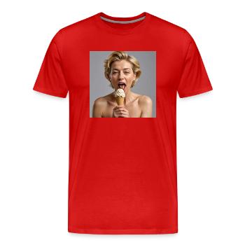 Ursula - Männer Premium Bio T-Shirt - Rot - Vorne - Damien (186cm)