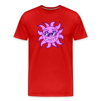 Sonne Lustiges Gesicht Lächeln Comic Sonnenbrille - Männer Premium Bio T-Shirt - Rot - Vorne - Damien (186cm)
