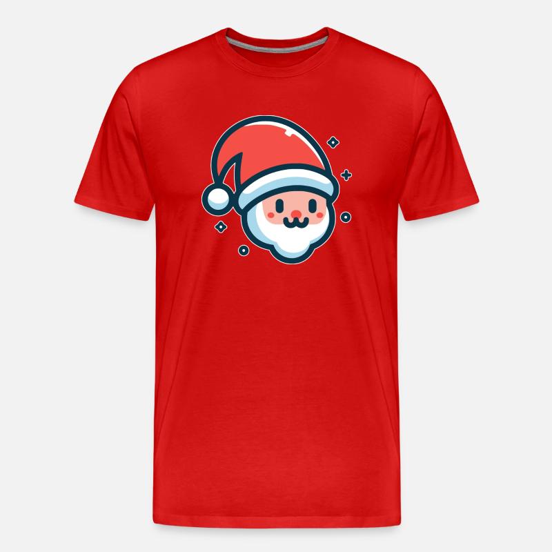 Weihnachtsmann Kopf - Männer Premium Bio T-Shirt - Rot