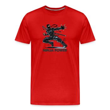 Puissance ninja - T-shirt bio Premium Homme - rouge - Devant - Damien (186cm)
