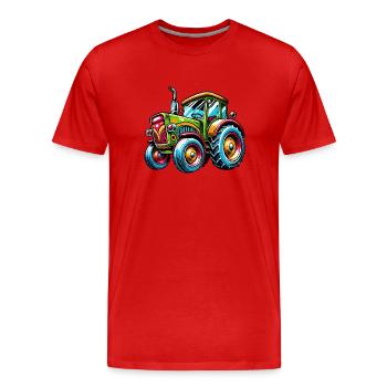 tractor - Men's Premium Organic T-Shirt - red - Front - Damien (186cm)