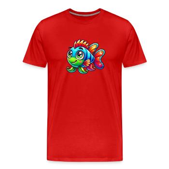 Fish Comic - Men's Premium Organic T-Shirt - red - Front - Damien (186cm)