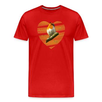 Robin Erithacus rubecula - Men's Premium Organic T-Shirt - red - Front - Damien (186cm)