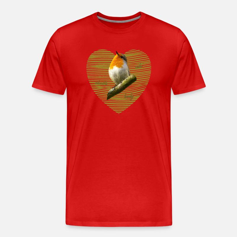 Rotkehlchen Singvogel - Männer Premium Bio T-Shirt - Rot