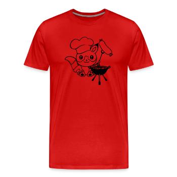 Fox Grills Saucisses Grill Master Grilling Cuisson - T-shirt bio Premium Homme - rouge - Devant - Damien (186cm)