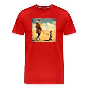 Spaziergang mit Erdmännchen - Männer Premium Bio T-Shirt - Rot - Vorne - Damien (186cm)