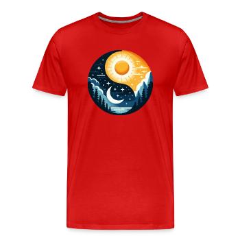 Yin Yang Soleil et Lune - T-shirt bio Premium Homme - rouge - Devant - Damien (186cm)