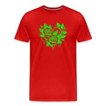 Die Schönheit der roten Rose: Ein zeitloses Symbol der Liebe - Männer Premium Bio T-Shirt - Rot - Vorne - Damien (186cm)