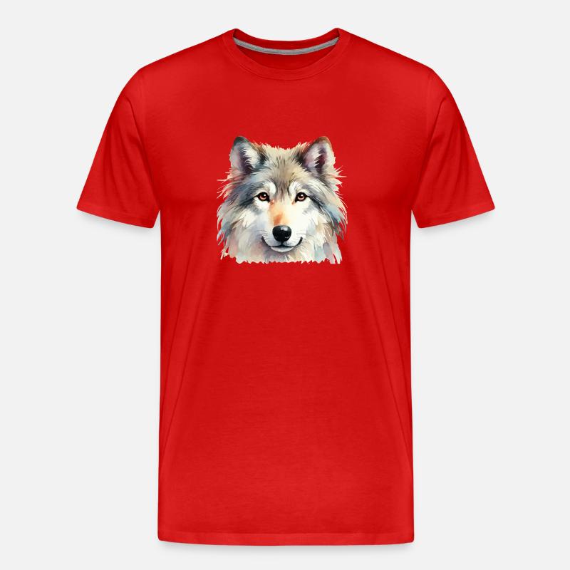 wolf - Männer Premium Bio T-Shirt - Rot