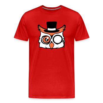 Sir Owl Top Hat Monocle Glasses Rich Mr. - Men's Premium Organic T-Shirt - red - Front - Damien (186cm)