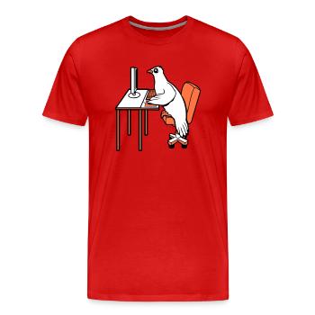 Pigeon Works Bureau Ordinateur Clavier Souris Gamer - T-shirt bio Premium Homme - rouge - Devant - Damien (186cm)