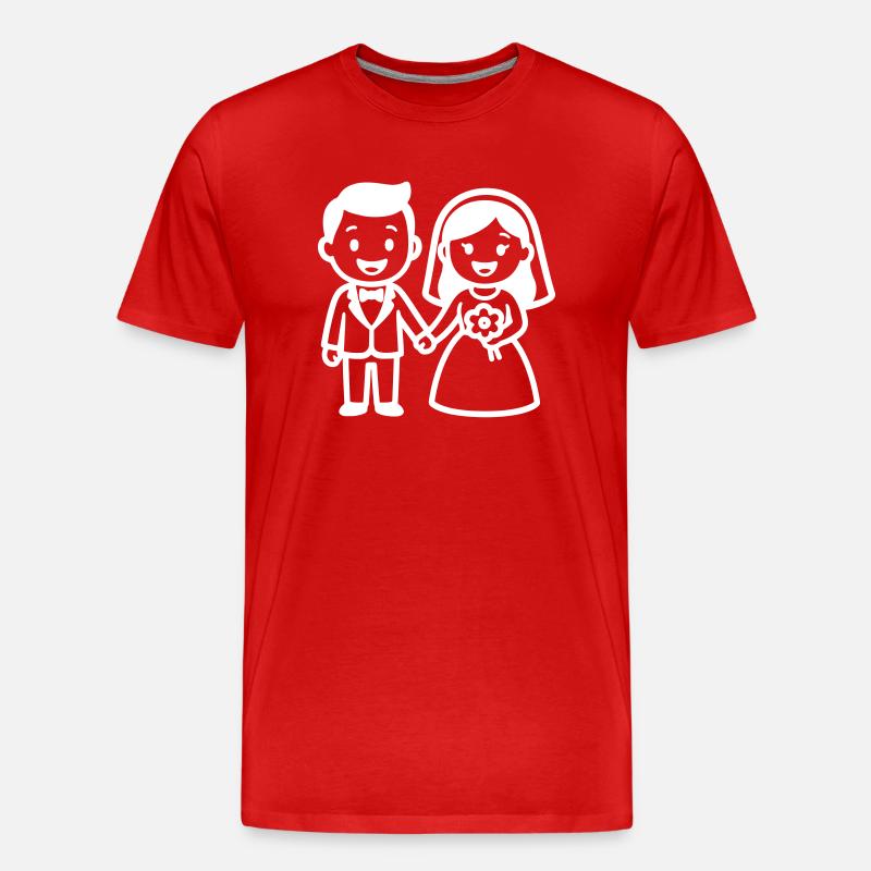 Hochzeitspaar Ehepaar - Männer Premium Bio T-Shirt - Rot