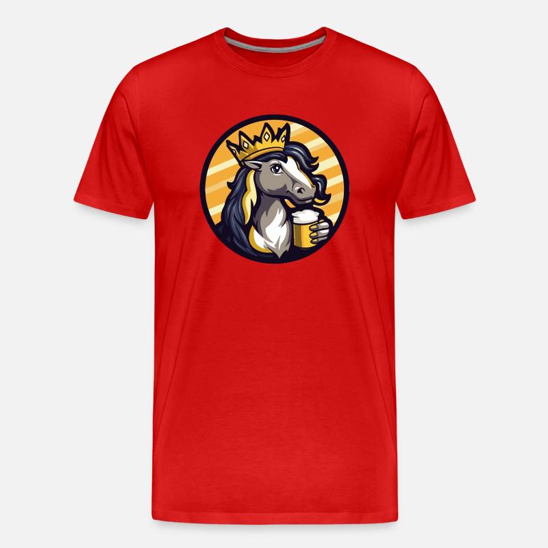 Pferd Bier - Männer Premium Bio T-Shirt - Rot