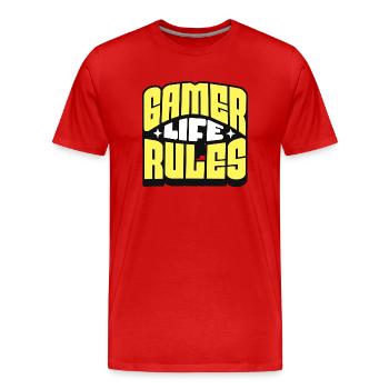 Gamer Life – Rules of a Real Gamer - Men's Premium Organic T-Shirt - red - Front - Damien (186cm)