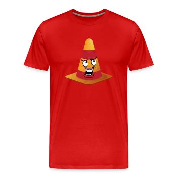 Traffic Cone Smiley - Men's Premium Organic T-Shirt - red - Front - Damien (186cm)