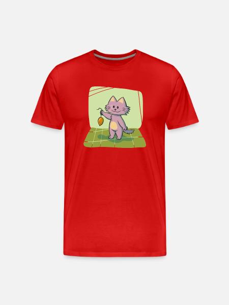 Chat avec la souris - T-shirt bio Premium Homme - rouge