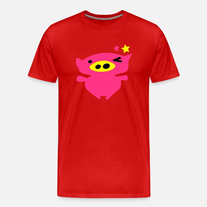 cute_pink_piggy_face_vec10_c3 - Männer Premium Bio T-Shirt - Rot