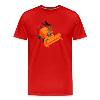 Elk in the combine harvester - Men's Premium Organic T-Shirt - red - Front - Damien (186cm)