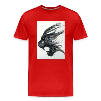 Metal-Lion - Männer Premium Bio T-Shirt - Rot - Vorne - Damien (186cm)