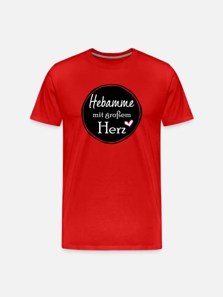 Hebamme mit großem Herz - Männer Premium Bio T-Shirt - Rot