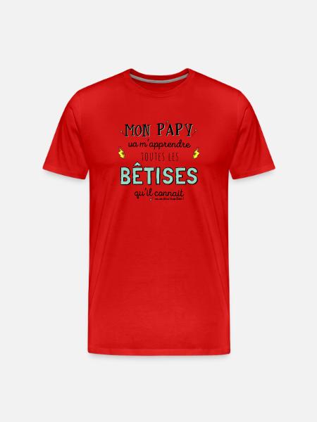 Bêtise papy - T-shirt bio Premium Homme - rouge