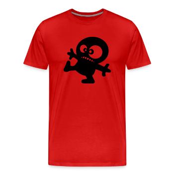 little man funny anime drawing cartoon - Men's Premium Organic T-Shirt - red - Front - Damien (186cm)
