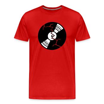 broken cracks vinyl broken destroyed party logo - Men's Premium Organic T-Shirt - red - Front - Damien (186cm)