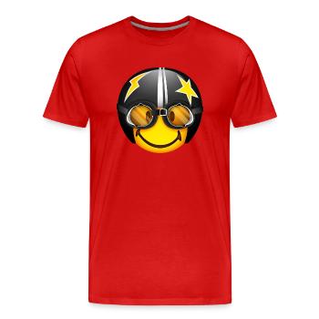 Smiley Racer Helmet - Männer Premium Bio T-Shirt - Rot - Vorne - Damien (186cm)