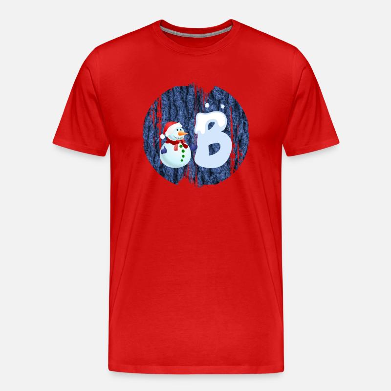 schneemann b - Männer Premium Bio T-Shirt - Rot