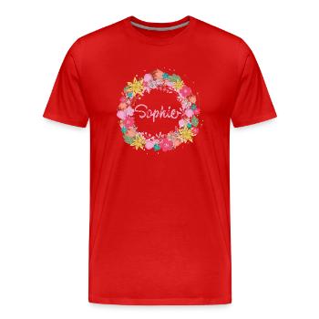 sophie,fleurs,couronne de fleurs,floral,illustration - T-shirt bio Premium Homme - rouge - Devant - Damien (186cm)