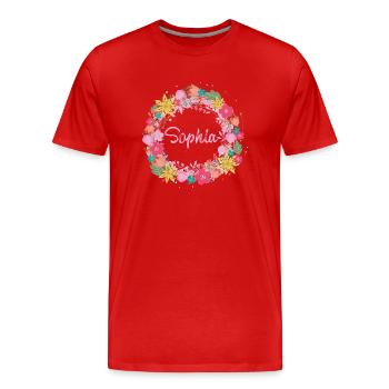 sohia,fleurs,couronne de fleurs,floral,illustration - T-shirt bio Premium Homme - rouge - Devant - Damien (186cm)