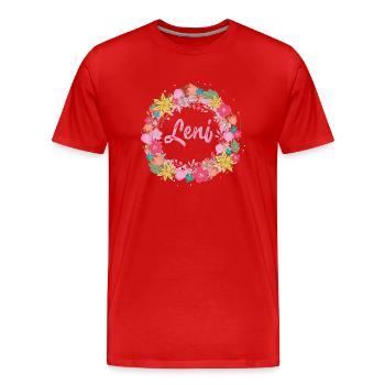 leni,blumen,blumenkranz,floral,illustration - Männer Premium Bio T-Shirt - Rot - Vorne - Damien (186cm)