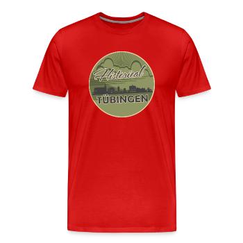 tübingen,skyline,kreis, scherenschnitt, grün,retro - Männer Premium Bio T-Shirt - Rot - Vorne - Damien (186cm)