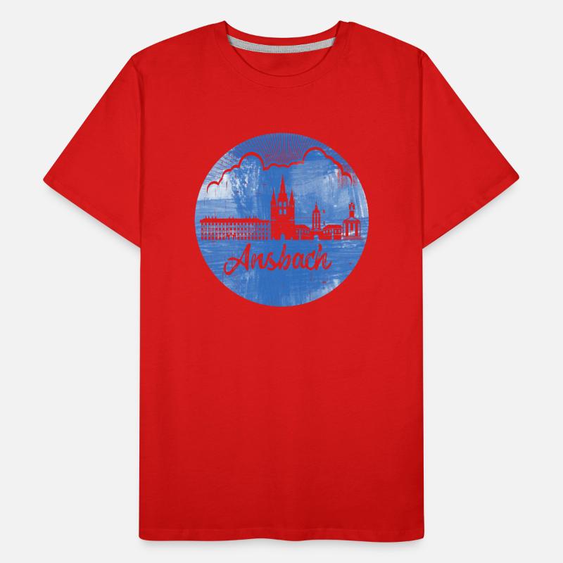 ansbach,skyline,bleu,cercle,rétro T-shirt bio Premium Homme