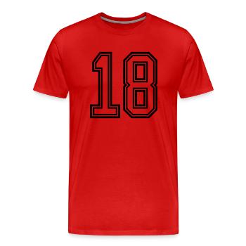 18 number symbol - Men's Premium Organic T-Shirt - red - Front - Damien (186cm)