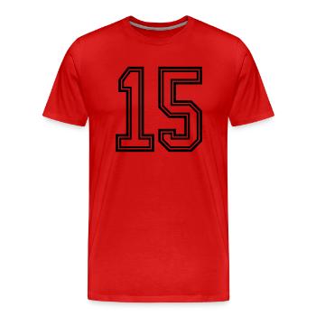 Symbole de 15 chiffres - T-shirt bio Premium Homme - rouge - Devant - Damien (186cm)