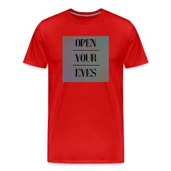 open your eyes - Männer Premium Bio T-Shirt - Rot - Vorne - Damien (186cm)