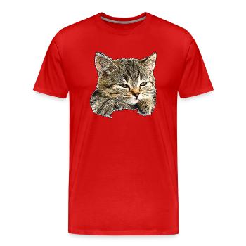 Cat face - Männer Premium Bio T-Shirt - Rot - Vorne - Damien (186cm)