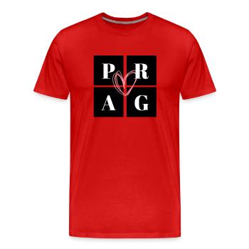 Prag mit Herz - Männer Premium Bio T-Shirt - Rot - Vorne - Damien (186cm)