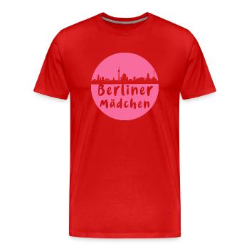 berlin, skyline, kreis, scherenschnitt,berlinerin - Männer Premium Bio T-Shirt - Rot - Vorne - Damien (186cm)